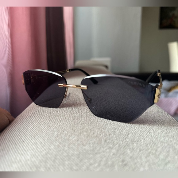 Miu Miu Shield Sunglasses – Black/Gold (Style WH4085) - Picture 2 of 11